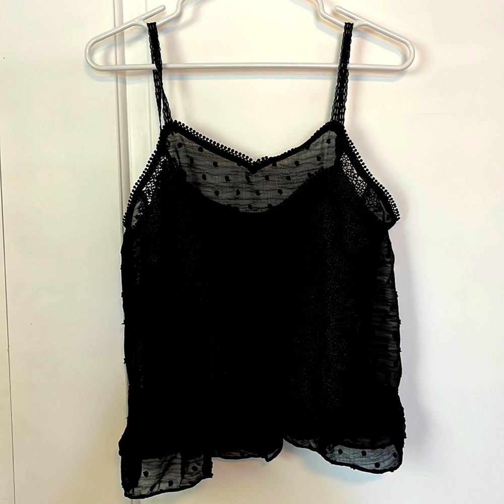 *Last Day* POL Sheer Black Lace Boho Camisole